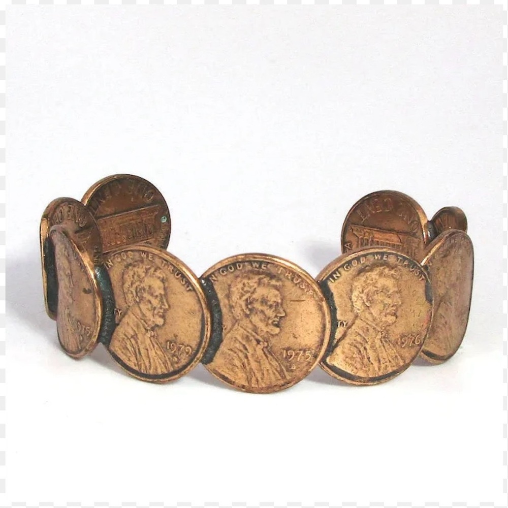 Vintage Copper Coin Cuff Bracelet